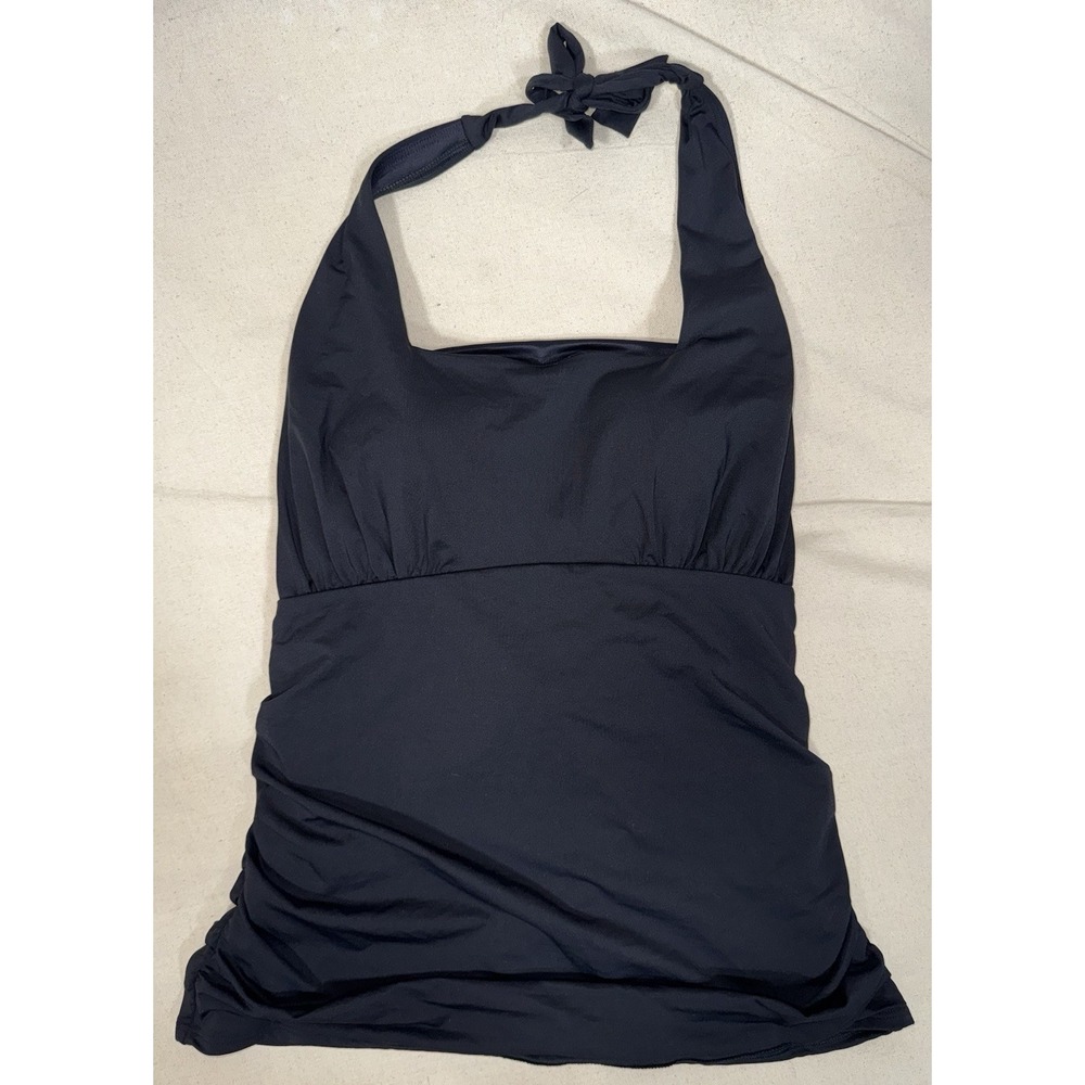 Lands' End Black‎ Swim Top 16L 16 Halter Tankini Ruched Padded Women's Swimsuit